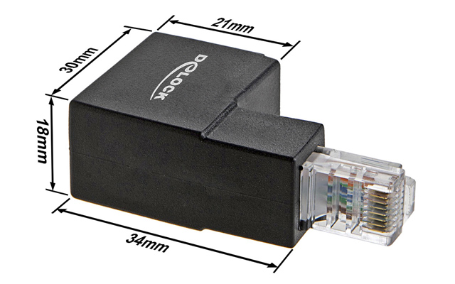 Adapter kątowy 90° wtyk RJ45 - gniazdo RJ45 kat.6 UTP DELOCK